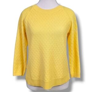 TALBOTS | 100% COTTON LIGHTWEIGHT PRETZEL KNIT CROPPED SLEEVE SWEATER